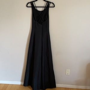 Bill Levkoff Black Bridesmaids Dress Long Black Gown Cross Back Detail